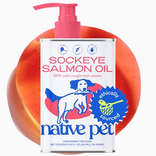 Native Pet Omega 3 Fish Oil for Dogs & Cats - Promotes Healthy Skin, Shiny Coat, & Strong Joints - Made with Wild Alaskan Salmon Oil for Dogs – Tasty, Fast-Absorbing Omega 3 6 9 Liquid Supplement-16oz
