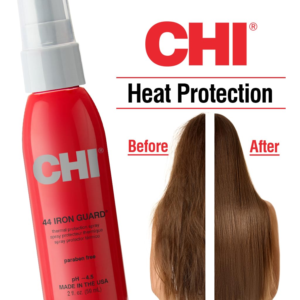 CHI 44 Iron Guard Thermal Protection Spray, Nourishing Formula Helps Resist Heat Damage to Hair & Tame Frizz, Clear, 8 Oz