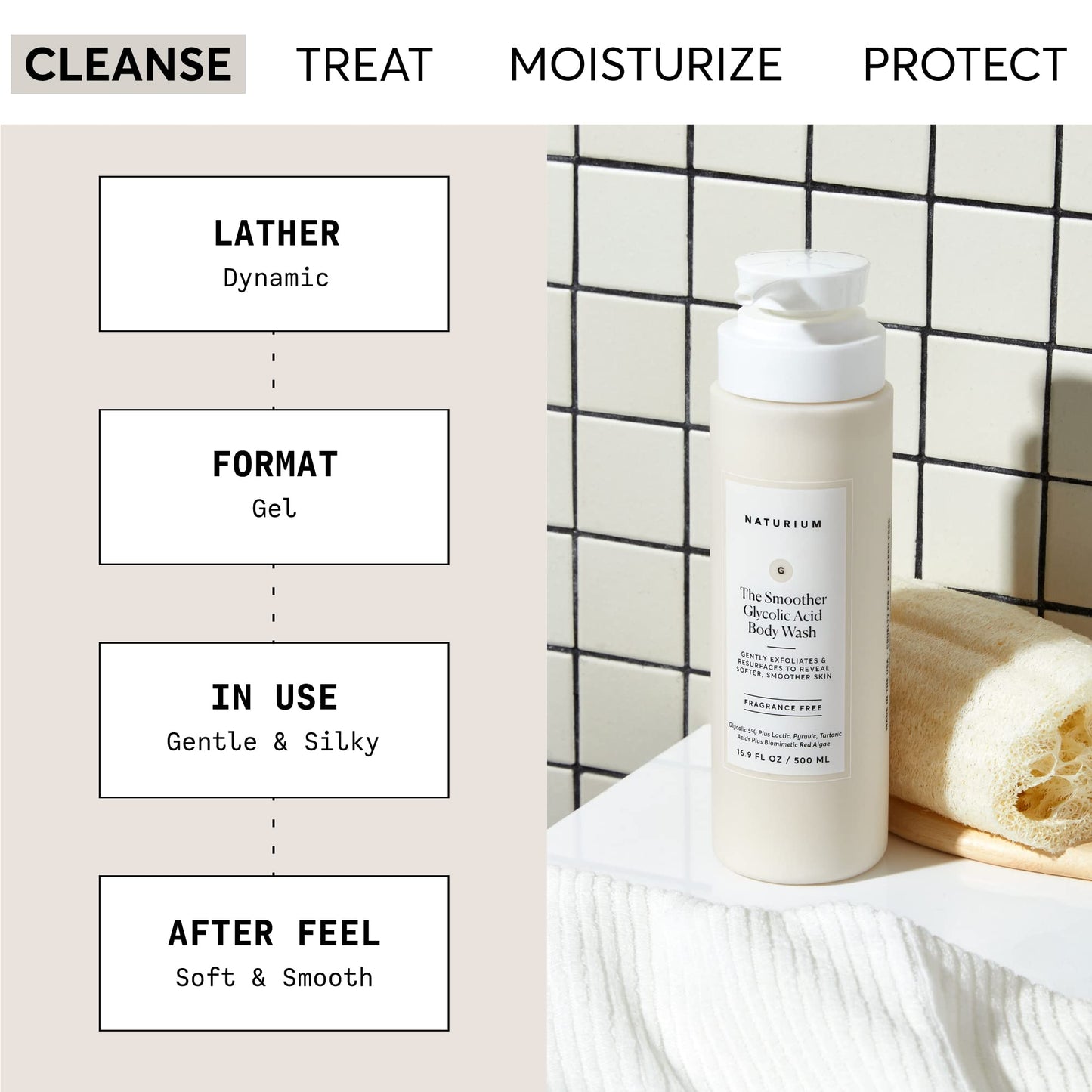 Naturium The Glow Getter Multi-Oil Hydrating Body Wash, Gentle Cleanser, 16.9 oz