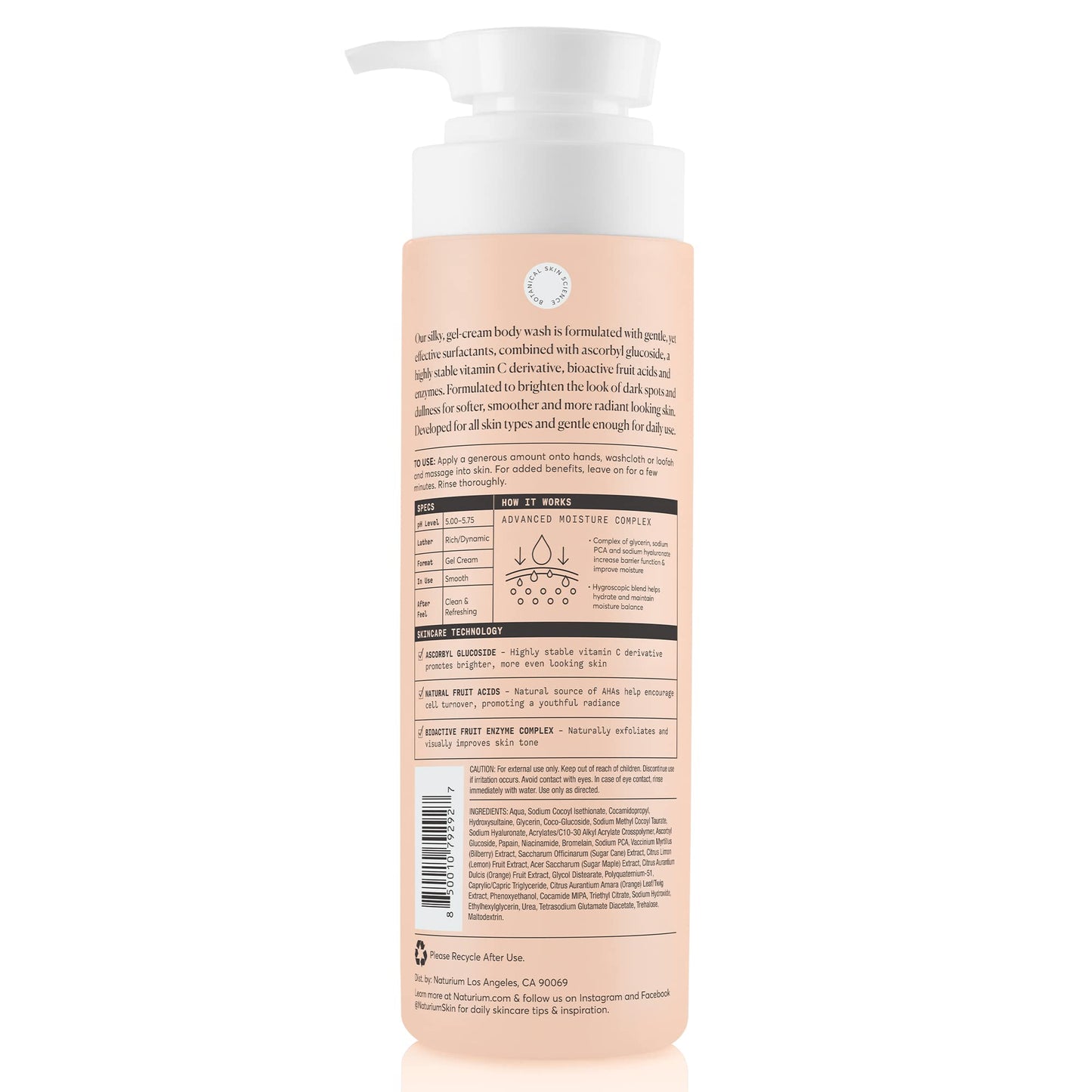Naturium The Glow Getter Multi-Oil Hydrating Body Wash, Gentle Cleanser, 16.9 oz