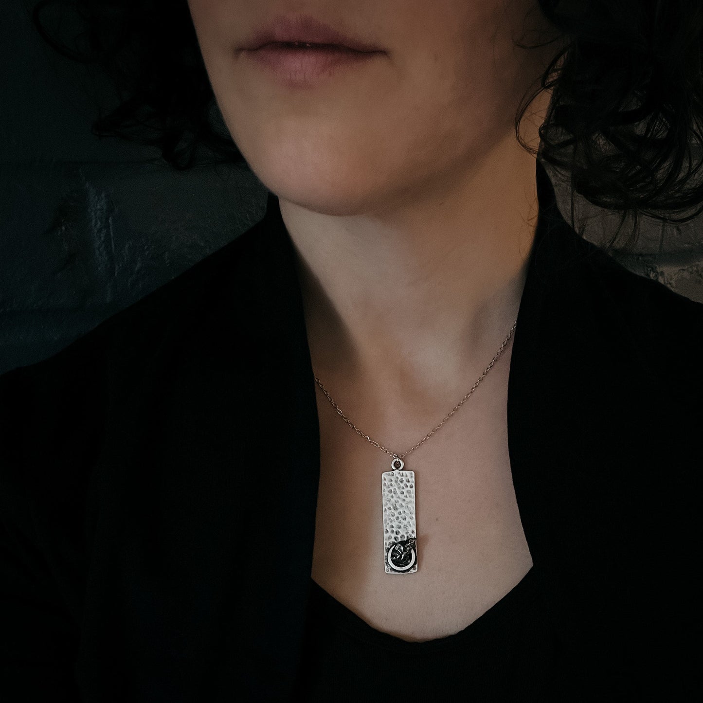 CLEARANCE Rectangle Pendant with Raw Meteorite