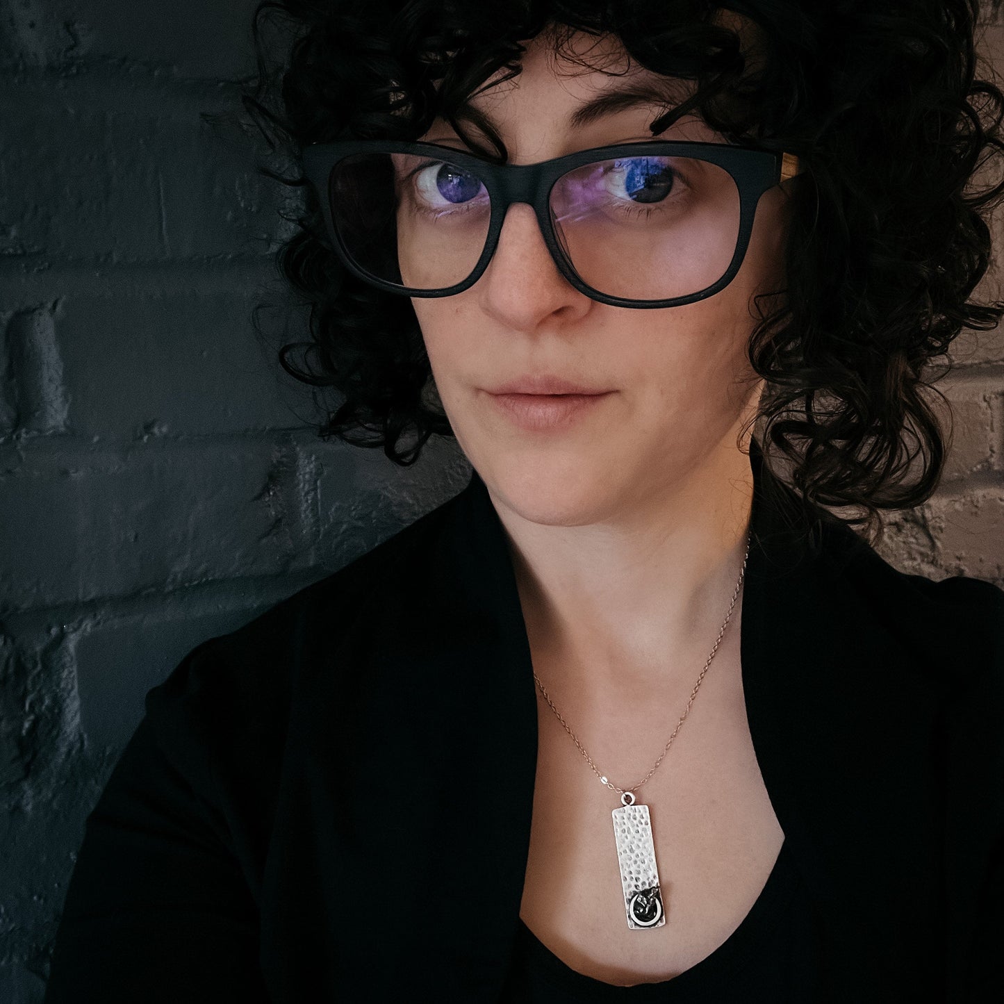 CLEARANCE Rectangle Pendant with Raw Meteorite