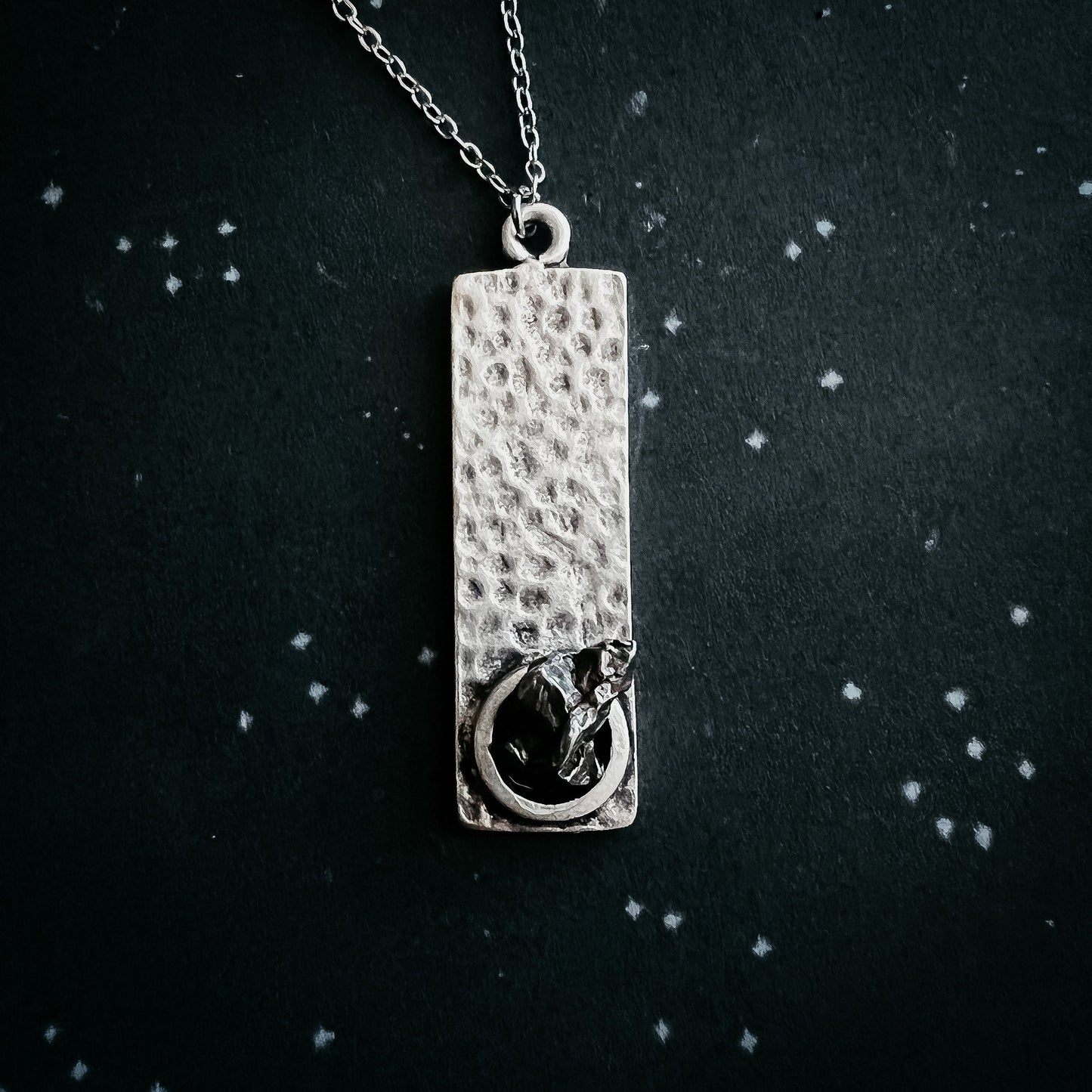 CLEARANCE Rectangle Pendant with Raw Meteorite