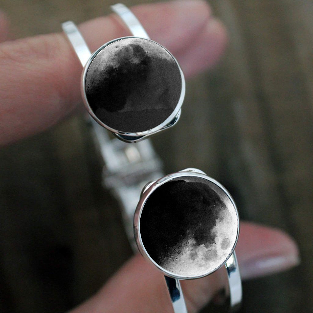 My Moon Hinged Cuff Bracelet - 2 Custom Moon Dates