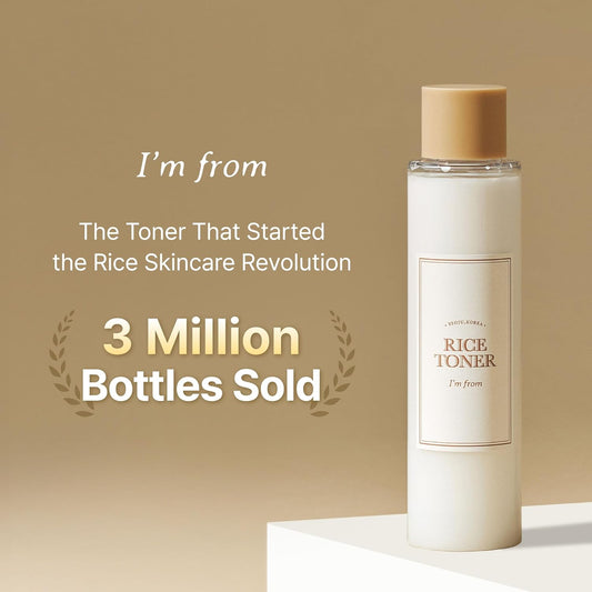 I'm from Rice Toner, Milky Toner for Glowing Skin, Korean Rice, Glow Essence with Niacinamide, Hydrating for Dry, Dull, Combination Skin, Vegan, Fragrance Free, Glass Skin 5.07 Fl Oz
