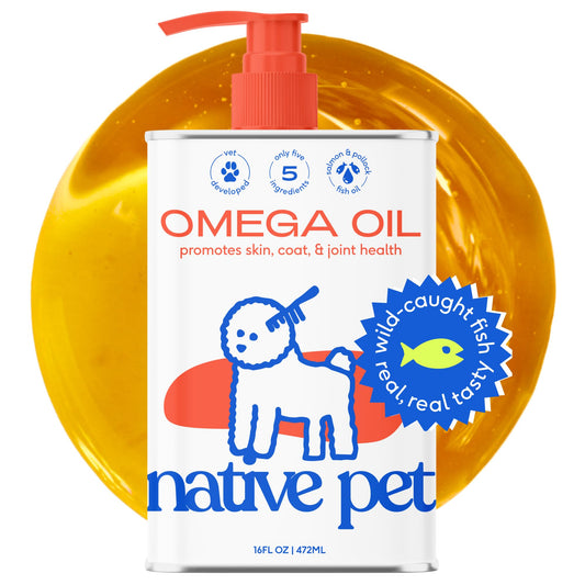 Native Pet Omega 3 Fish Oil for Dogs & Cats - Promotes Healthy Skin, Shiny Coat, & Strong Joints - Made with Wild Alaskan Salmon Oil for Dogs – Tasty, Fast-Absorbing Omega 3 6 9 Liquid Supplement-16oz