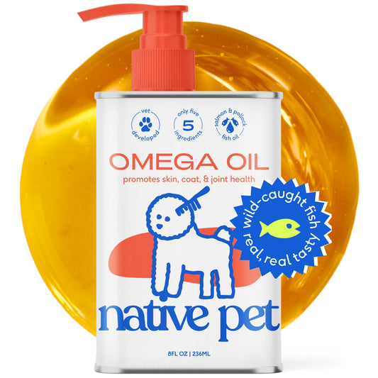 Native Pet Omega 3 Fish Oil for Dogs & Cats - Promotes Healthy Skin, Shiny Coat, & Strong Joints - Made with Wild Alaskan Salmon Oil for Dogs – Tasty, Fast-Absorbing Omega 3 6 9 Liquid Supplement-16oz