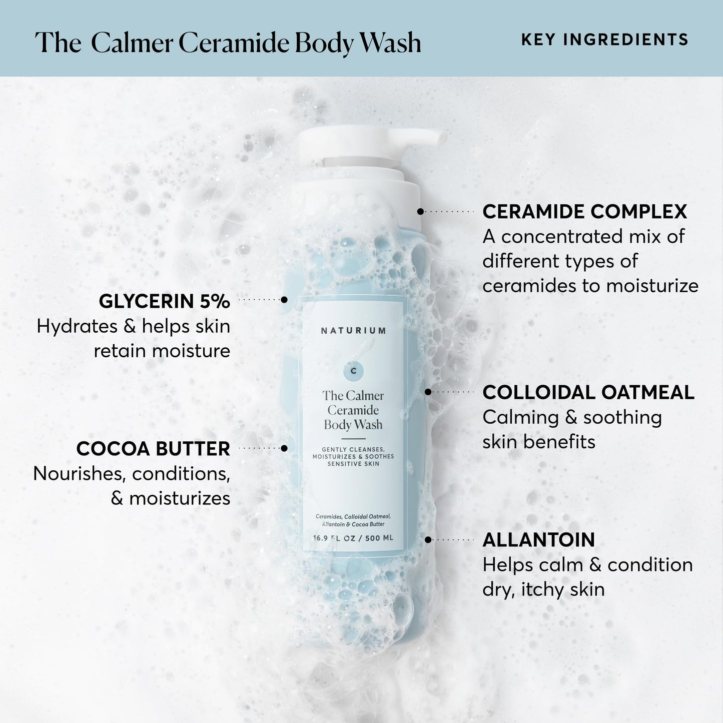 Naturium The Glow Getter Multi-Oil Hydrating Body Wash, Gentle Cleanser, 16.9 oz
