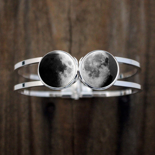 My Moon Hinged Cuff Bracelet - 2 Custom Moon Dates